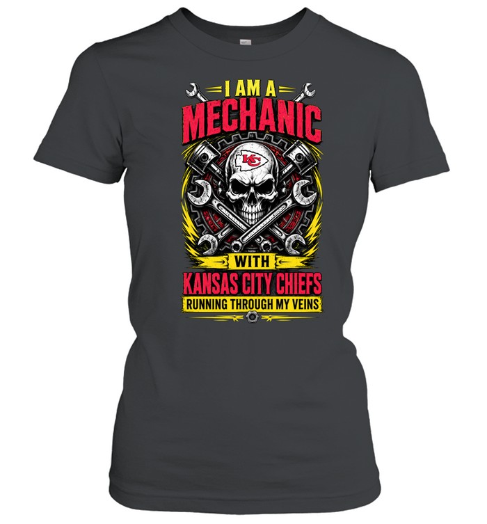 Kansas City Chiefs I Am A Mechanic Running Through My Veins Skeleton Women T-Shirt