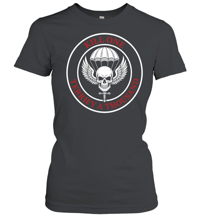 Kill One Terrify a Thousand Paratrooper Skull Women T-Shirt