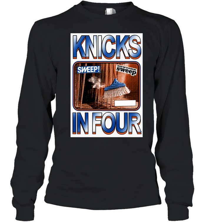 Knicks In Four Sweep Brooms Retro Long Sleeve Tee