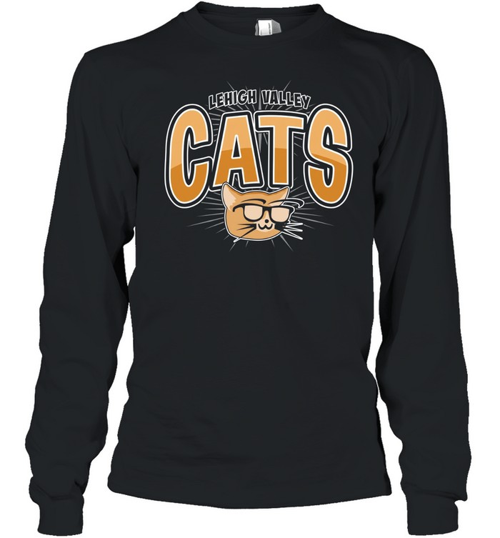 Lehigh Valley Cats nerdy cat with glasses Long Sleeve Tee