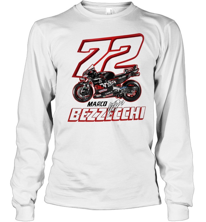 Marco Bezzecchi 72 Aprilia MotoGP Racing signature Long Sleeve Tee