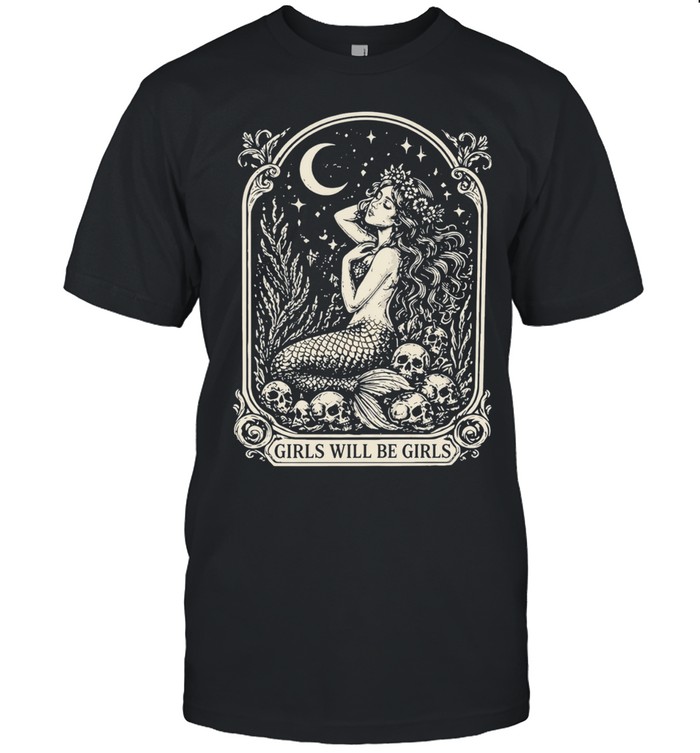 Mermaid sitting on rocks girls will be girls Unisex T-Shirt