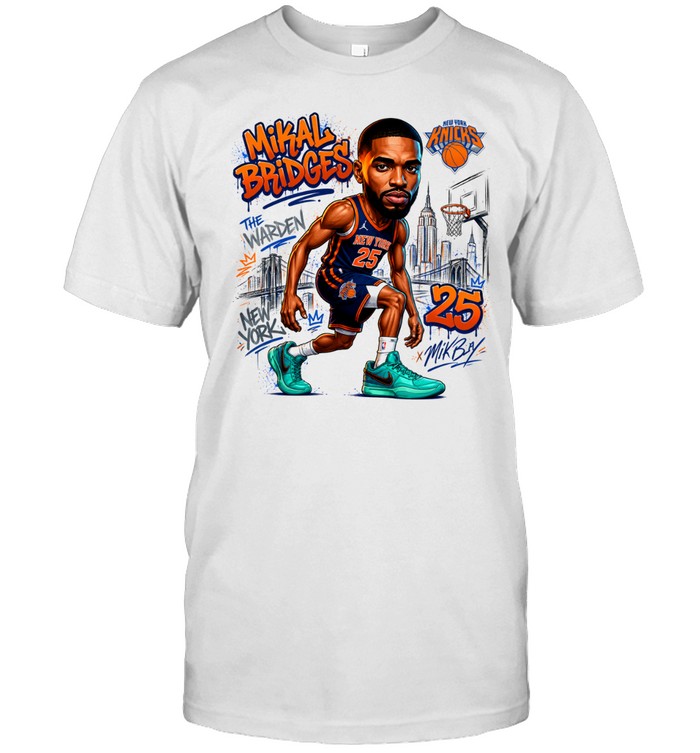 Mikal Bridges The Warden Caricature Number 25 Cartoon Graphic Finals Unisex T-Shirt