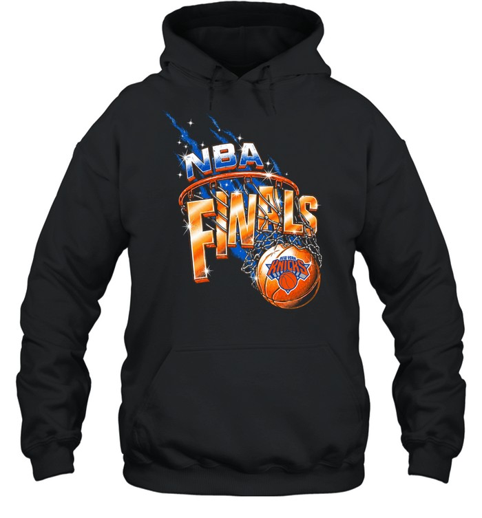 New York Knicks Basketball Net Rim Retro Sparkle Graphic Finals 2026 Hoodie