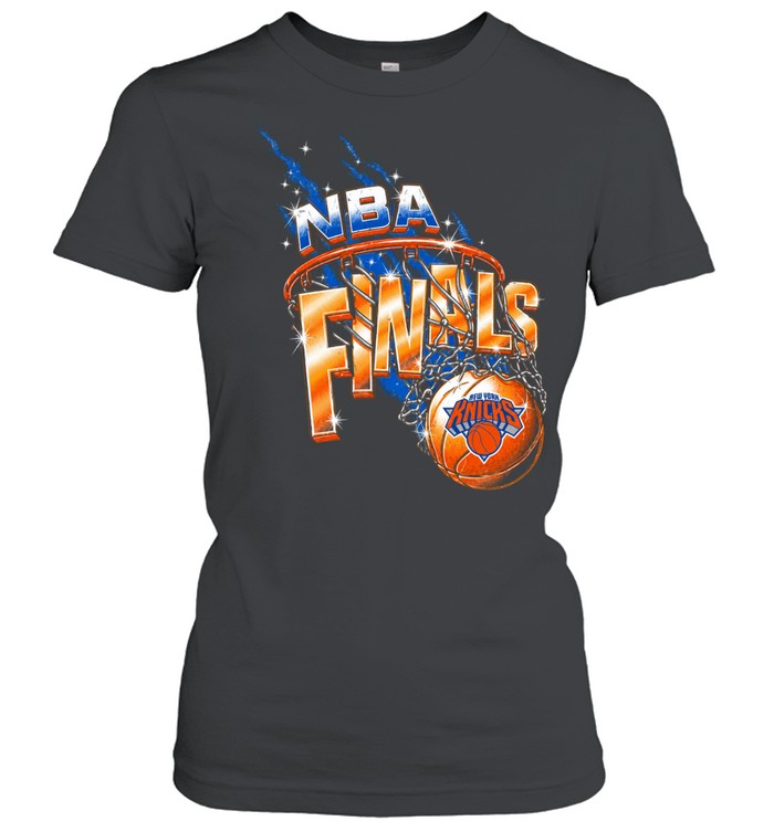New York Knicks Basketball Net Rim Retro Sparkle Graphic Finals 2026 Women T-Shirt