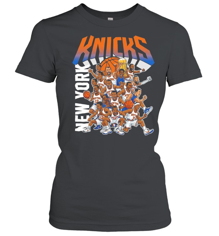 New York Knicks Funny Cartoon Players 2026 Basketball Women T-Shirt
