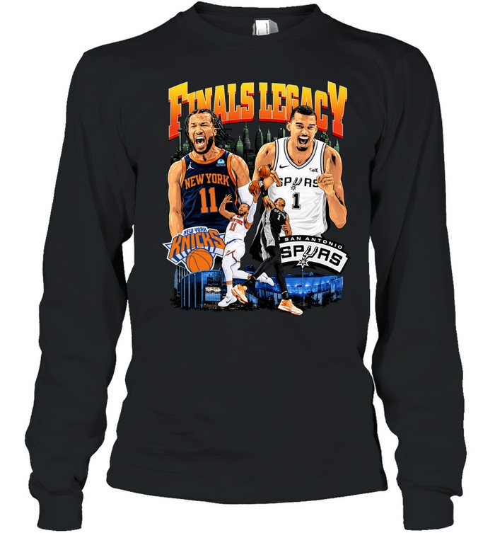 New York Knicks Jalen Brunson San Antonio Spurs Victor Wembanyama Finals Legacy Vintage Finals 2026 Long Sleeve Tee