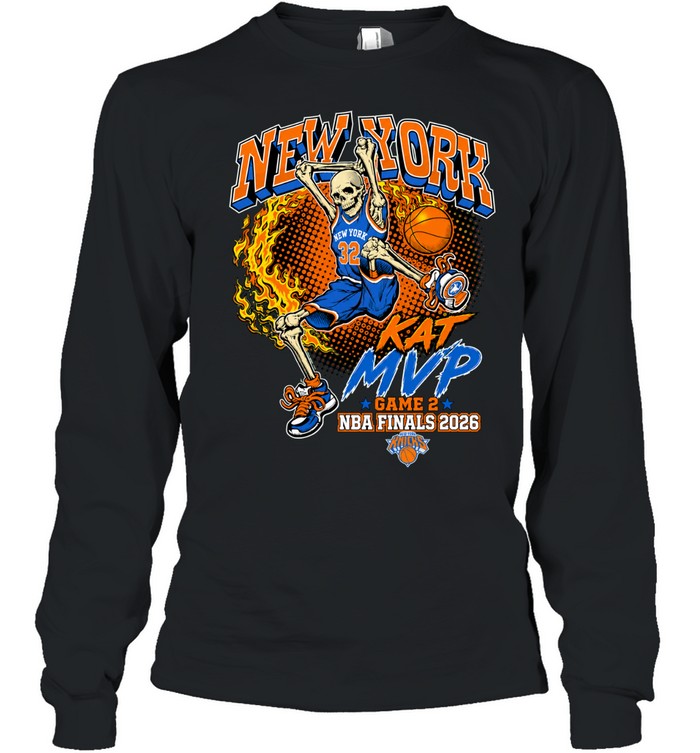 New York Knicks Karl Anthony Towns KAT MVP Game 2 Skeleton Dunk Finals 2026 Long Sleeve Tee