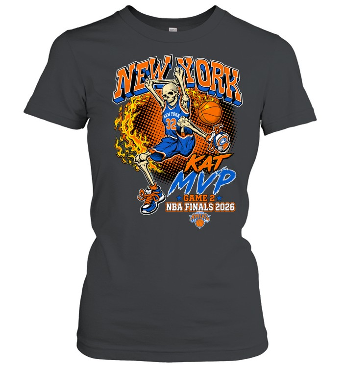 New York Knicks Karl Anthony Towns KAT MVP Game 2 Skeleton Dunk Finals 2026 Women T-Shirt