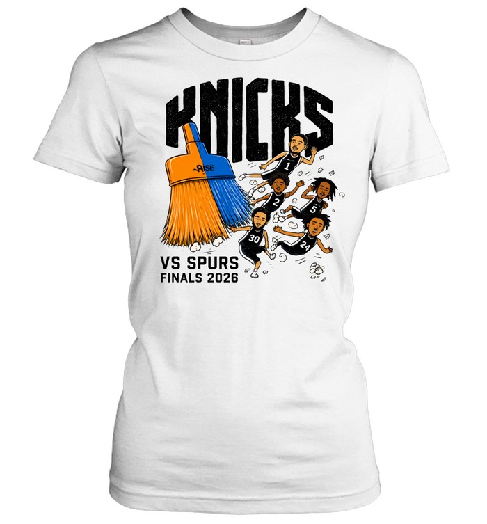 New York Knicks vs Spurs Finals 2026 Broom Sweep Women T-Shirt