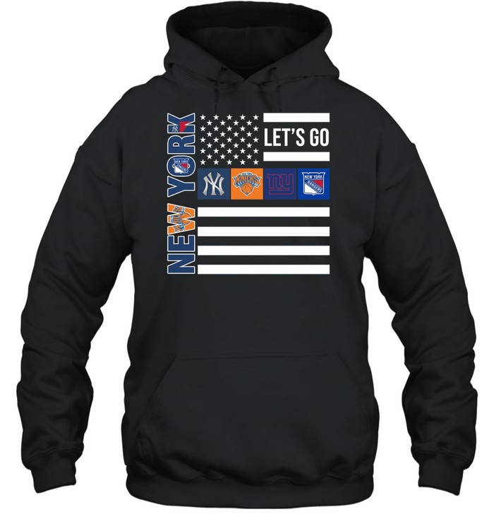 New York Sport Teams Yankees Knicks Giants Rangers American Flag Hoodie