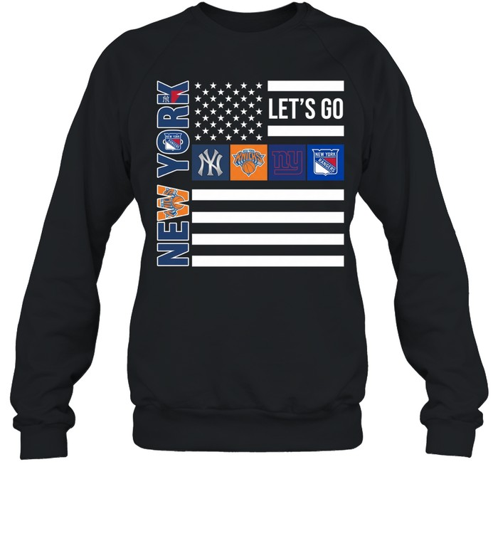 New York Sport Teams Yankees Knicks Giants Rangers American Flag Sweatshirt