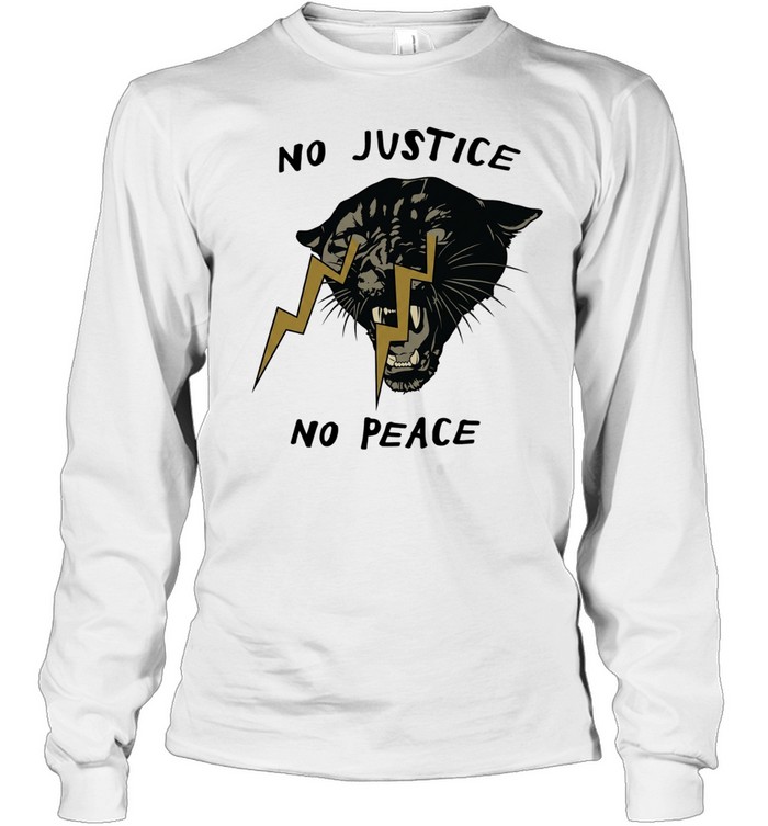 No Justice No Peace Panther Lightning Bolt Long Sleeve Tee