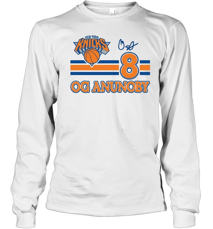 Og Anunoby New York Knicks 8 signature logo Long Sleeve Tee
