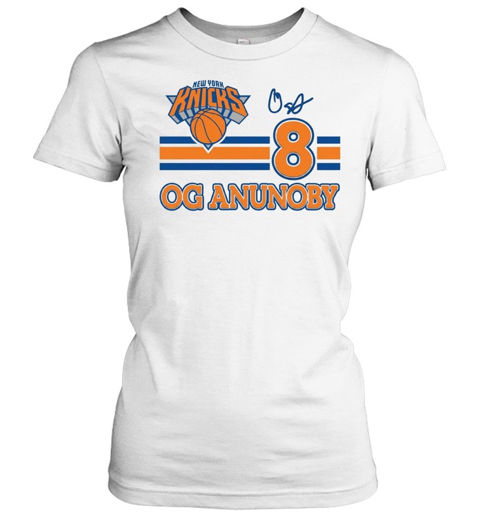 Og Anunoby New York Knicks 8 signature logo Women T-Shirt