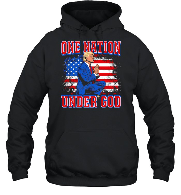 One Nation Under God Trump Illustration Hoodie
