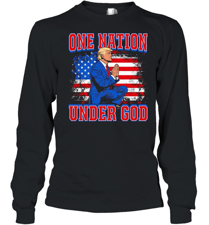 One Nation Under God Trump Illustration Long Sleeve Tee