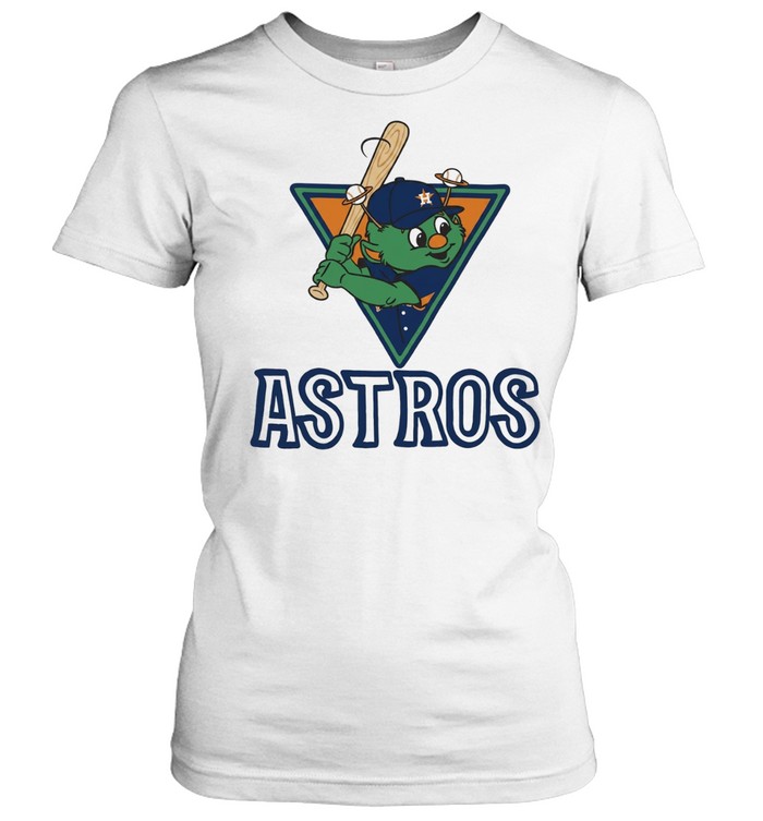 Orbit the Houston Astros Mascot with Saturn Rings and Baseball Women T-Shirt