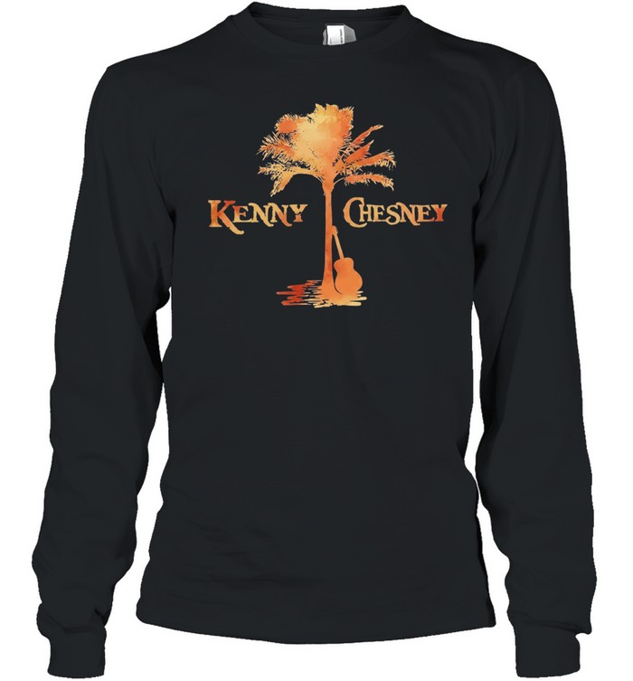 palm tree guitar silhouette vintage Long Sleeve Tee