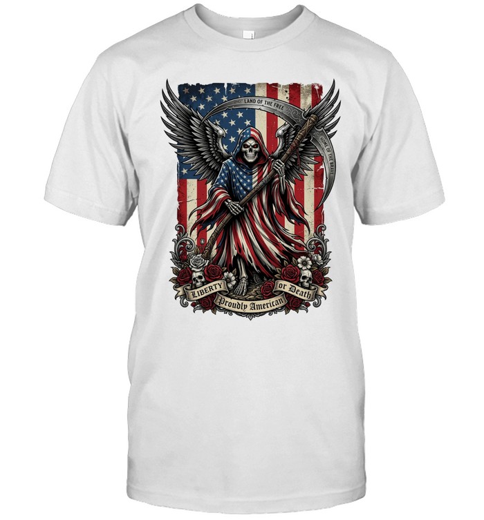Patriotic Grim Reaper Liberty Or Death Unisex T-Shirt