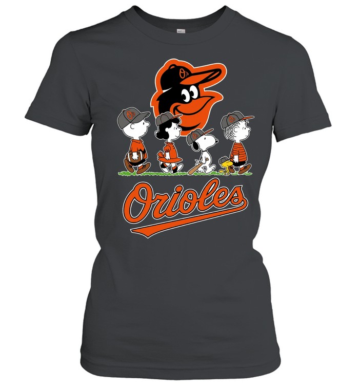 Peanuts characters Baltimore Orioles Snoopy abbey road Women T-Shirt
