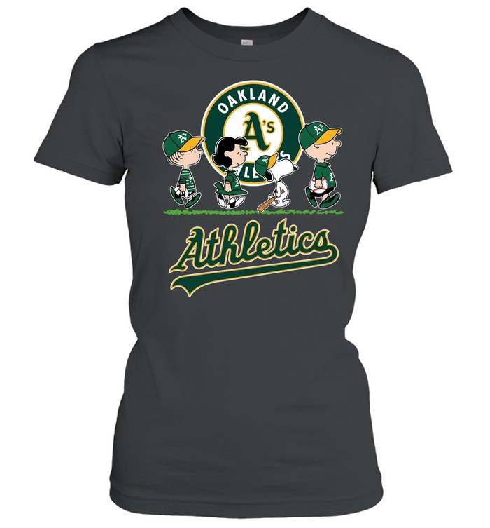 Peanuts characters oakland Athletics Snoopy abbey road Women T-Shirt