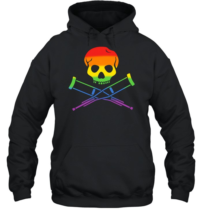 Rainbow Skull with Crutches Pride Hoodie