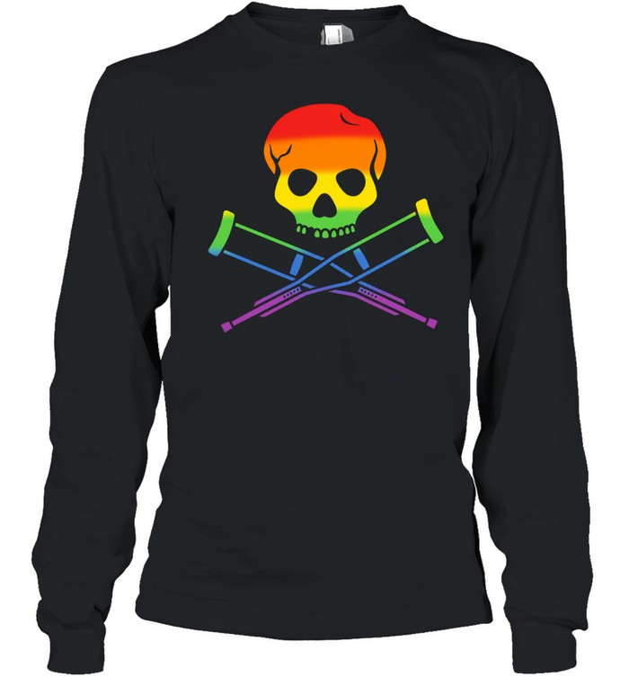 Rainbow Skull with Crutches Pride Long Sleeve Tee
