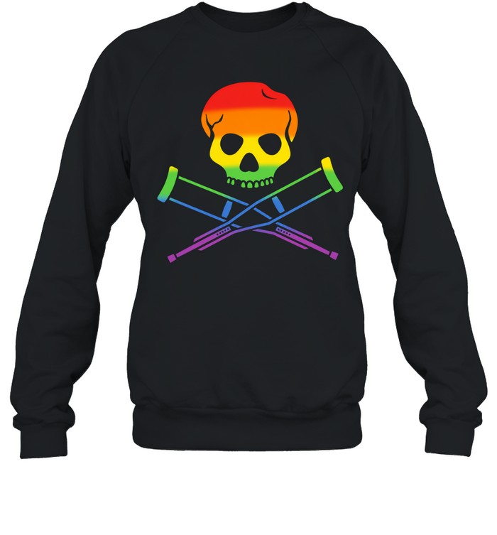 Rainbow Skull with Crutches Pride Sweatshirt