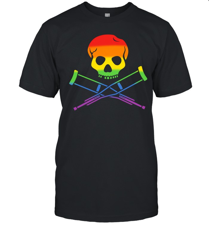 Rainbow Skull with Crutches Pride Unisex T-Shirt