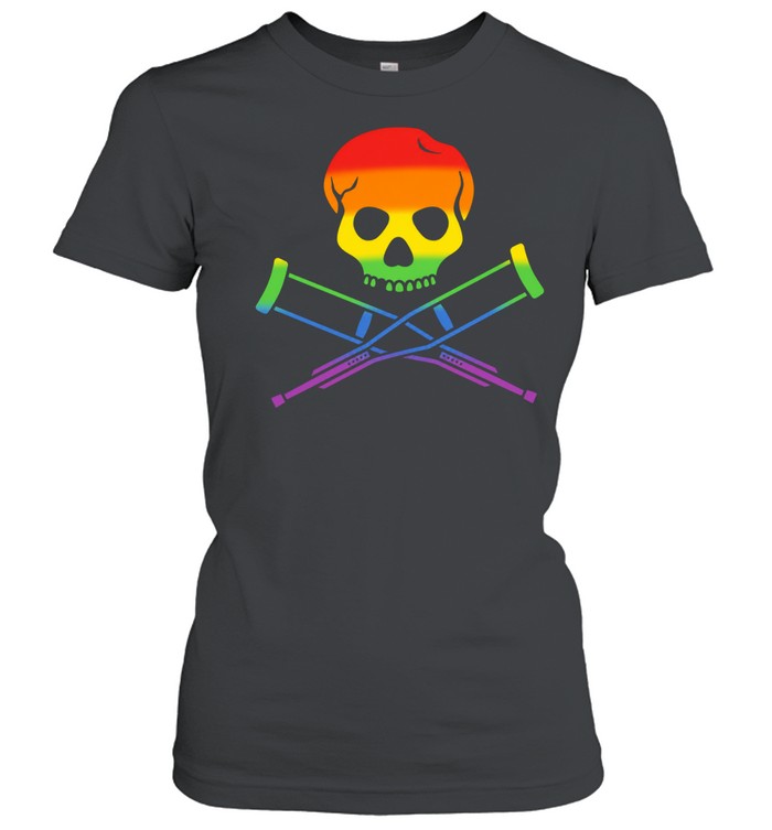 Rainbow Skull with Crutches Pride Women T-Shirt