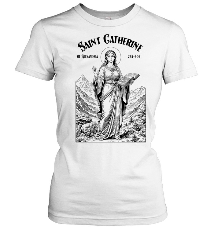 Saint Catherine of Alexandria holding book religious Women T-Shirt