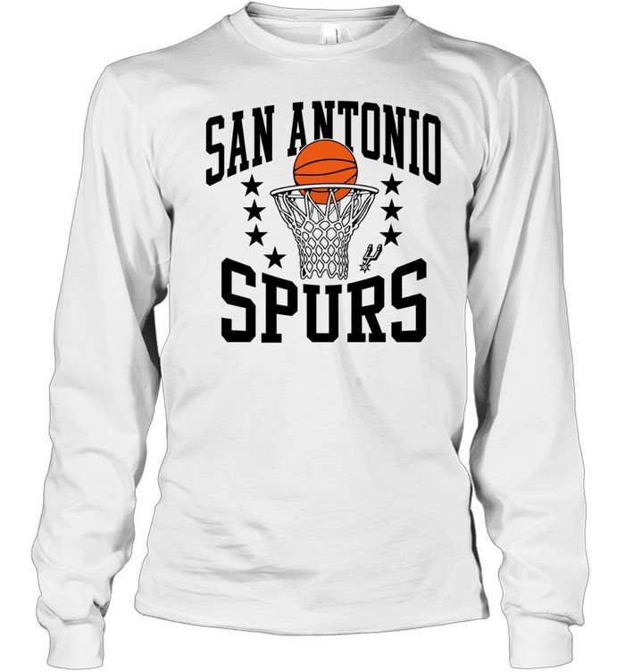 San Antonio Spurs Basketball and Hoop Logo National Basketball Association Long Sleeve Tee