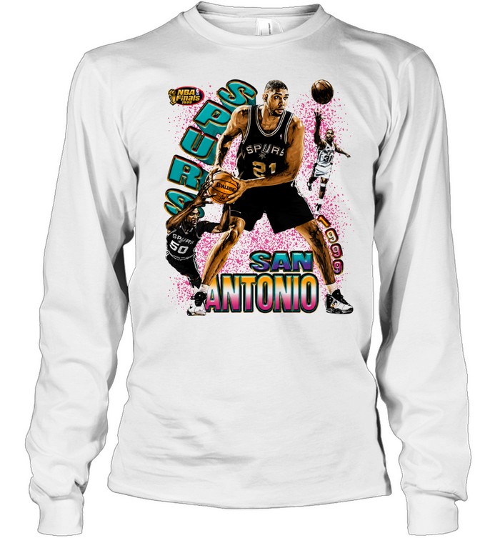 San Antonio Spurs Tim Duncan 1999 Finals Retro Basketball Legends Long Sleeve Tee