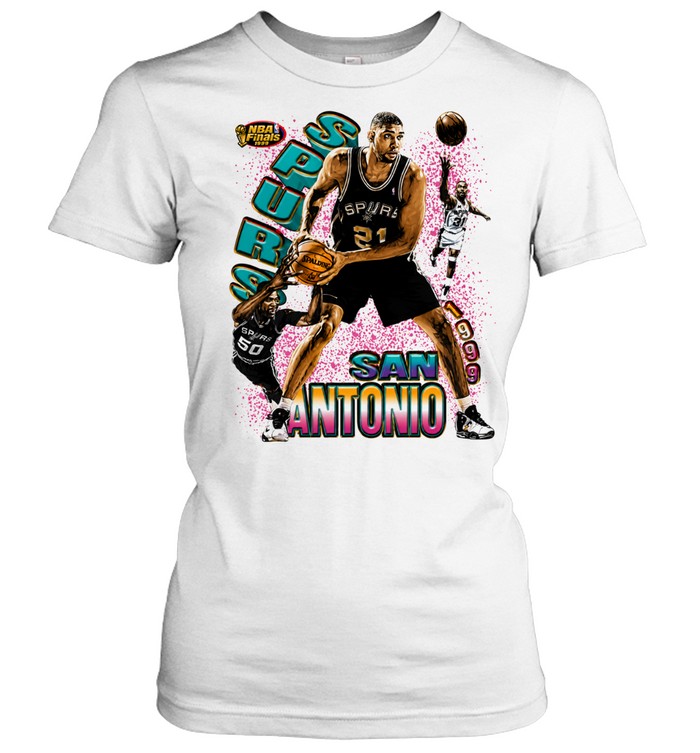 San Antonio Spurs Tim Duncan 1999 Finals Retro Basketball Legends Women T-Shirt