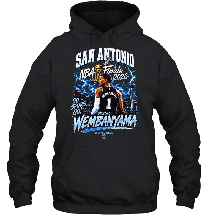 San Antonio Spurs Victor Wembanyama Vintage Lightning Graphic Basketball Finals 2026 Hoodie