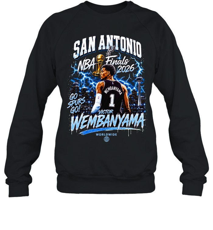 San Antonio Spurs Victor Wembanyama Vintage Lightning Graphic Basketball Finals 2026 Sweatshirt