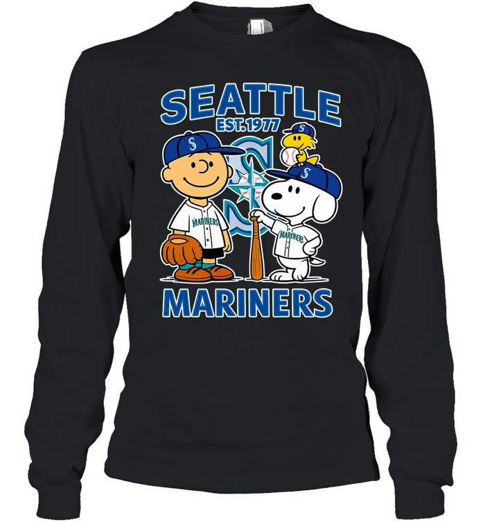 Seattle Mariners Est 1977 Charlie Brown and Snoopy Long Sleeve Tee