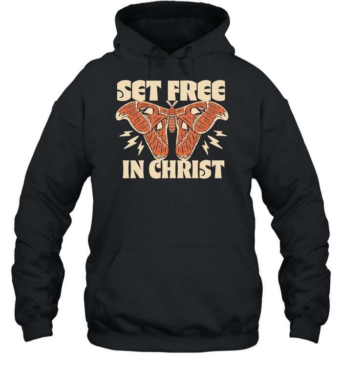 Set Free in Christ Moth Lightning Bolt Hoodie