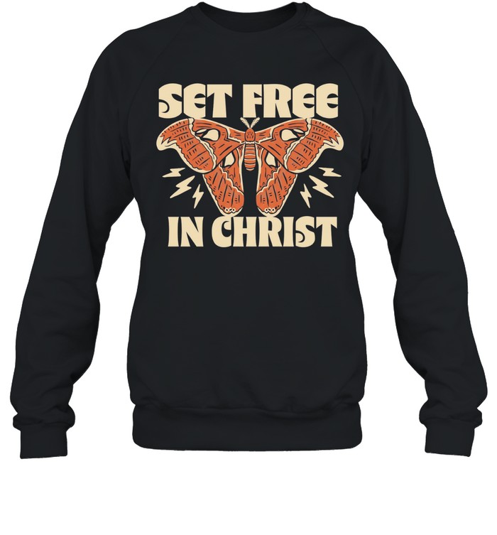 Set Free in Christ Moth Lightning Bolt Sweatshirt
