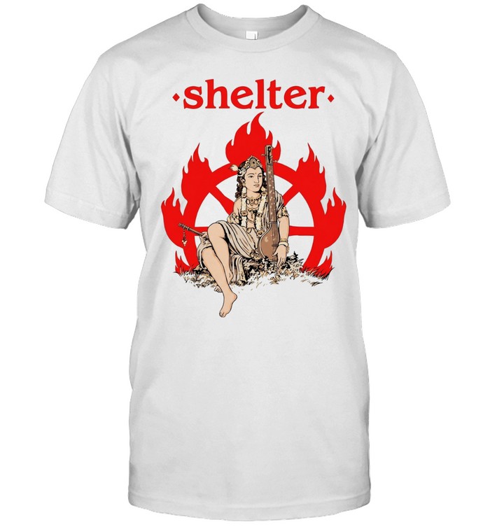 Shelter Vintage Goddess Sitting In Front Of Flame Wheel Aesthetic Unisex T-Shirt