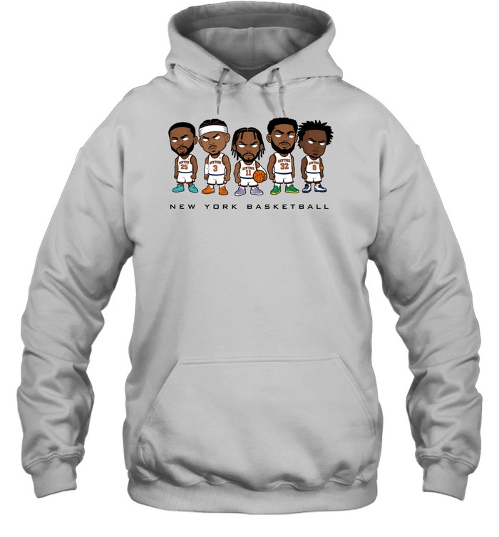Starting Five Chibi Cartoon Characters Vintage Basketball Hoodie