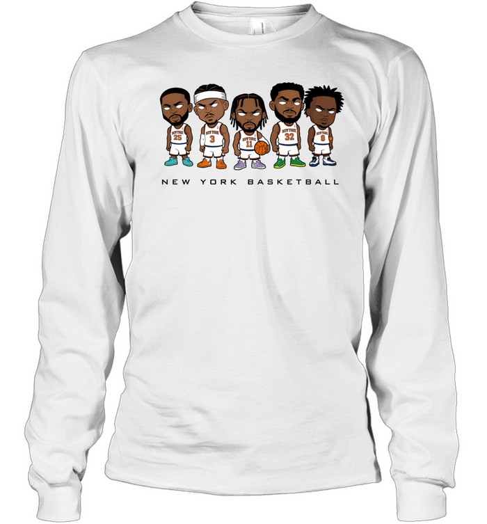Starting Five Chibi Cartoon Characters Vintage Basketball Long Sleeve Tee