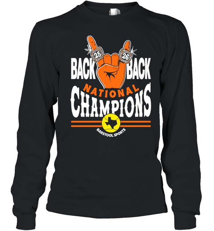 Texas Longhorns Back to Back Softball National Pocket Long Sleeve Tee