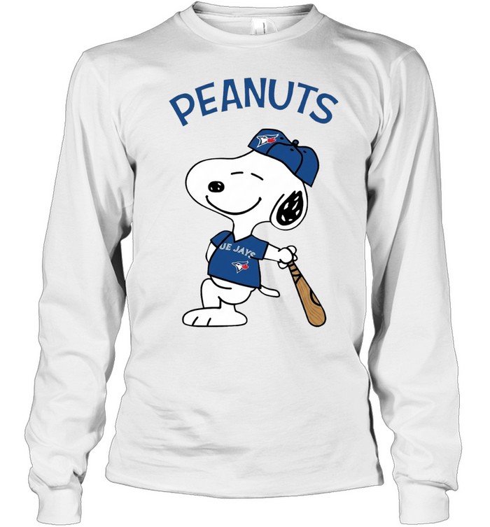 Toronto Blue Jays x Peanuts Snoopy logo cartoon pose Long Sleeve Tee