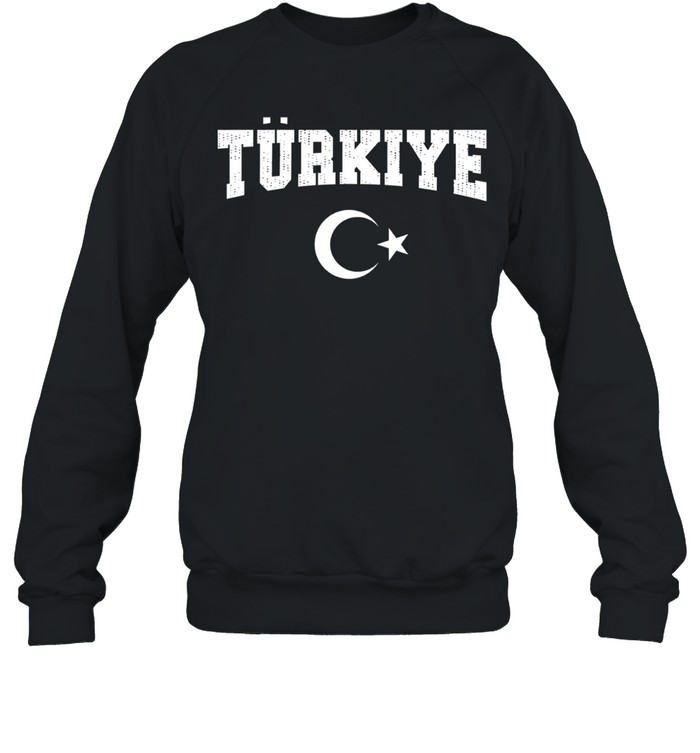 Türkiye crescent moon star bold distressed arch text fan Sweatshirt