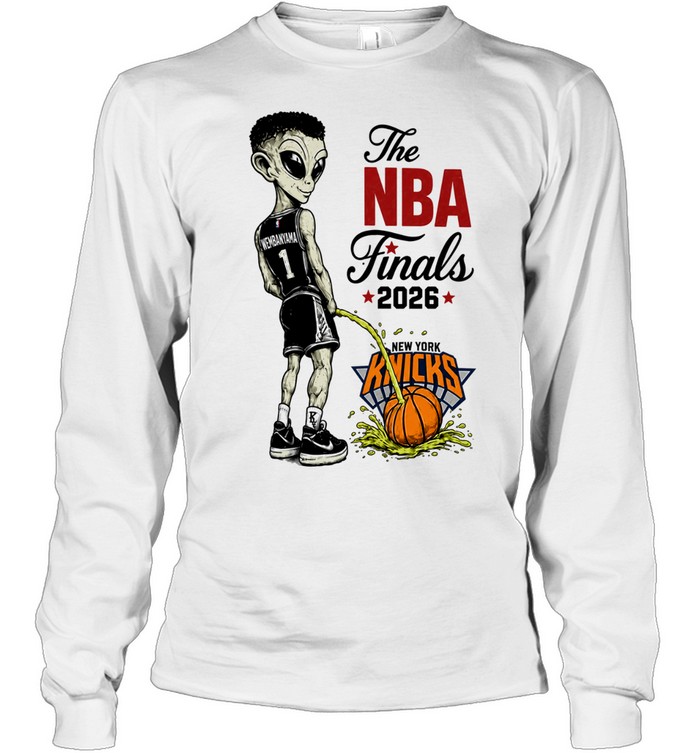 Victor Wembanyama Peeing On Alien Cartoon Anti Knicks Finals 2026 Long Sleeve Tee