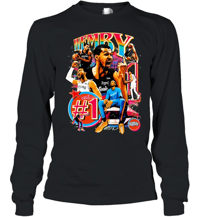 Wembanyama 1 San Antonio Spurs Basketball Long Sleeve Tee