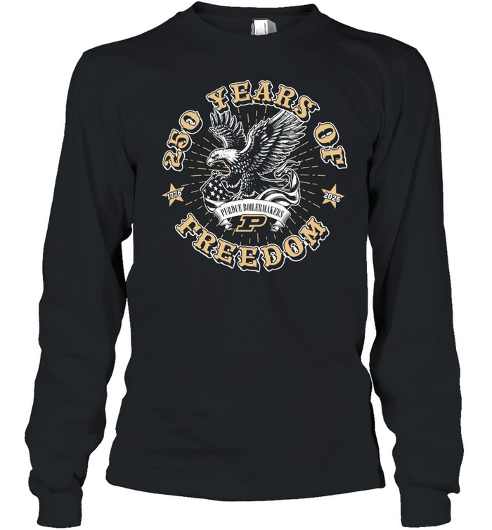 250 Years of Freedom Purdue Boilermakers 1776 2026 American Eagle Patriotic Long Sleeve Tee