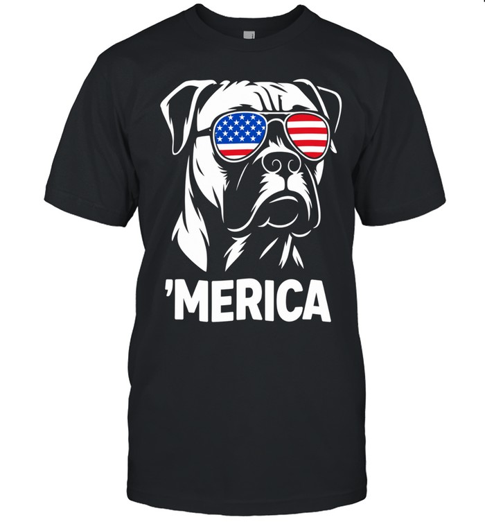 American Bulldog wearing United States flag sunglasses ‘Merica Unisex T-Shirt